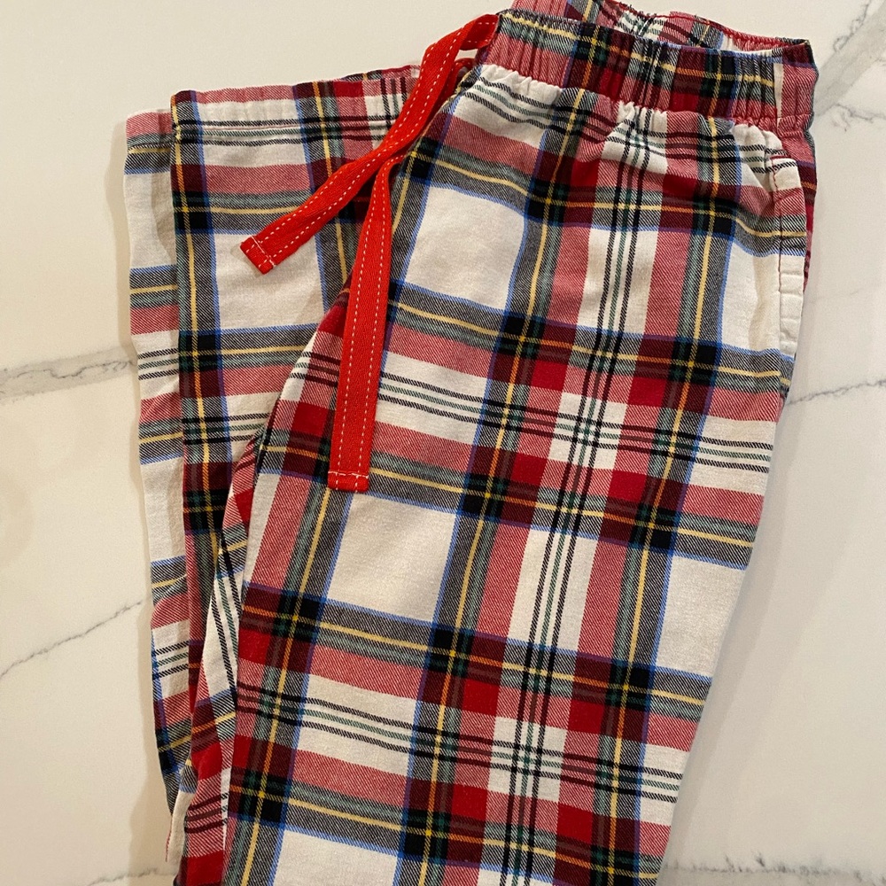 Old Navy White Tartan Mid-Rise Flannel Pajama Pants